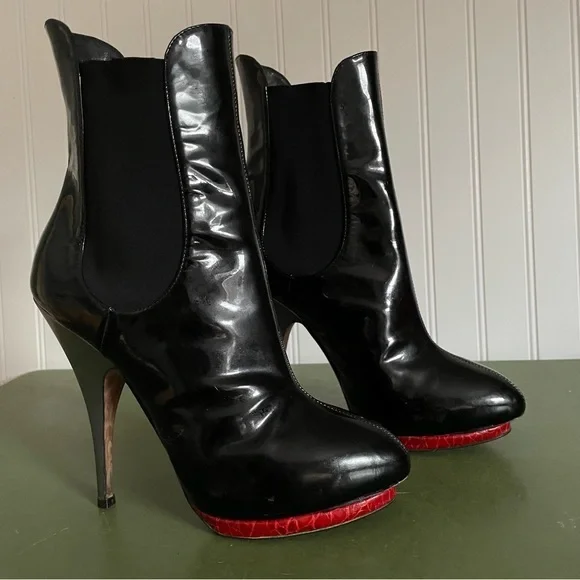 Giuseppe Zanotti Hidden Platform Stilettos in Black Patent Leather w Red *Italy* - Picture 1 of 16